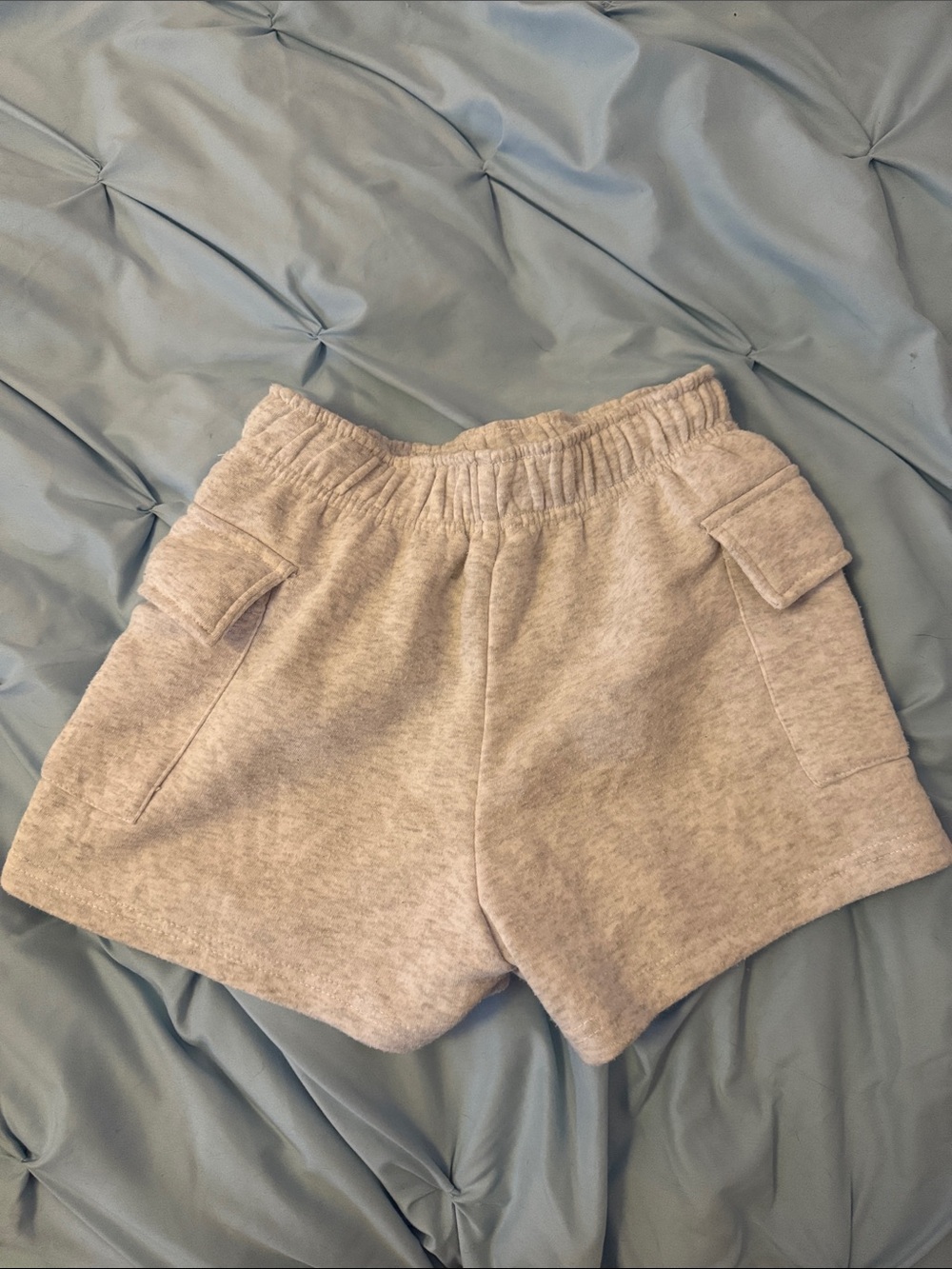 Kids Light Gray Fleece Pocket Shorts